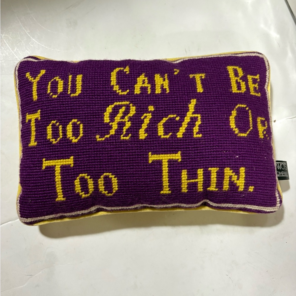 Two's Company Purple and Yellow embroidered Accent Pillow